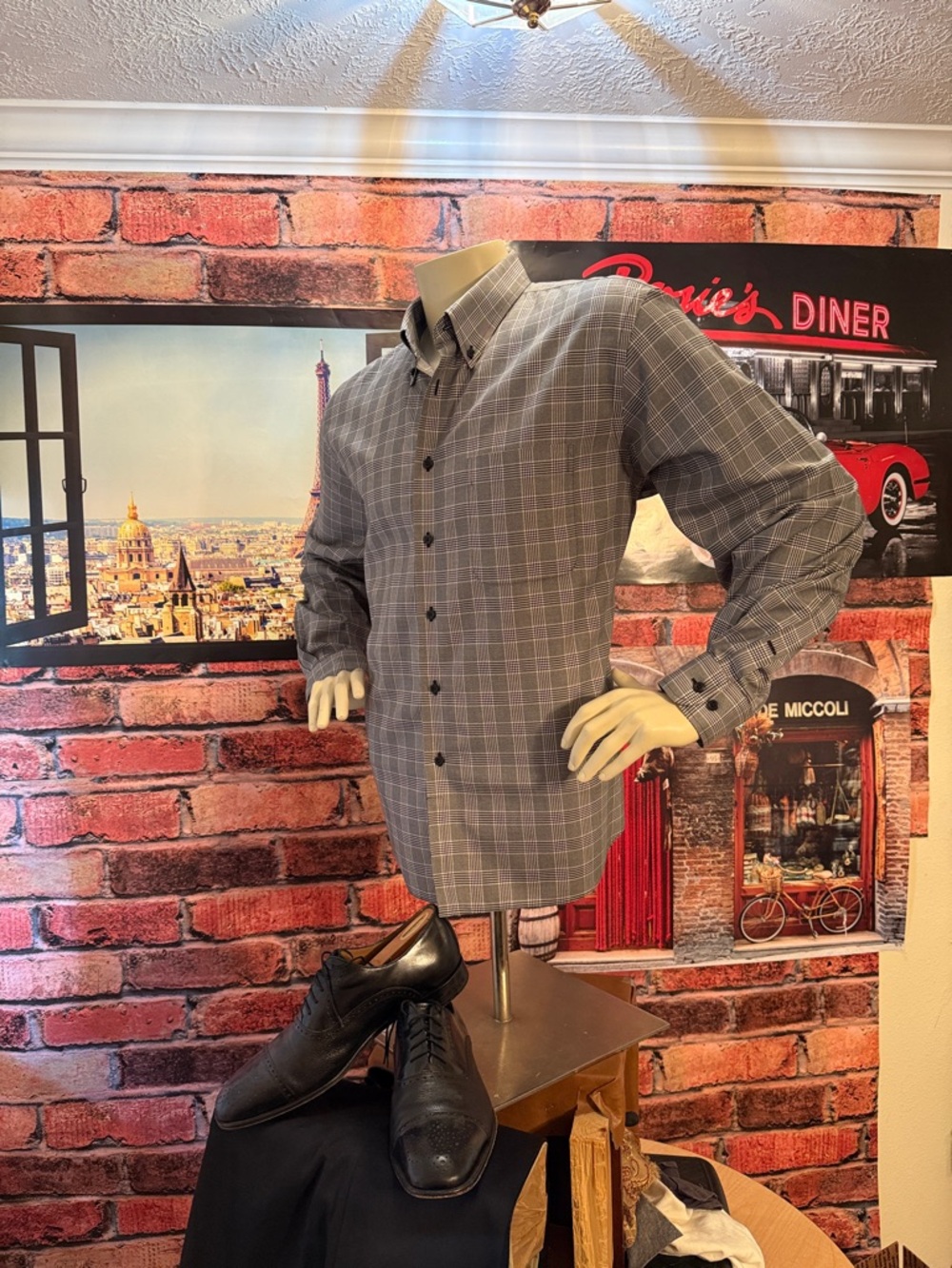 Paul Fredrick Black & White Plaid Cotton Button-Up - Picture 10 of 17